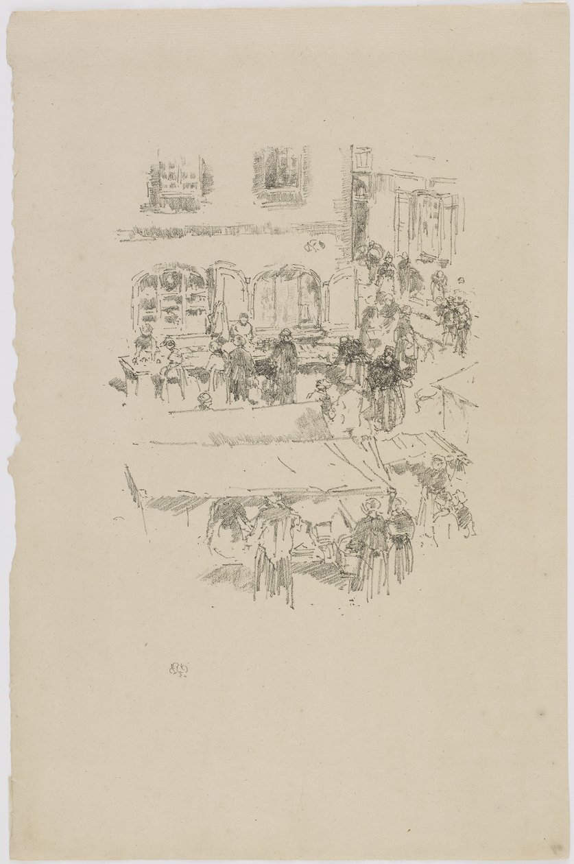 Marknadsplatsen, Vitre, 1893 (litografi på papper) av James Abbott McNeill Whistler
