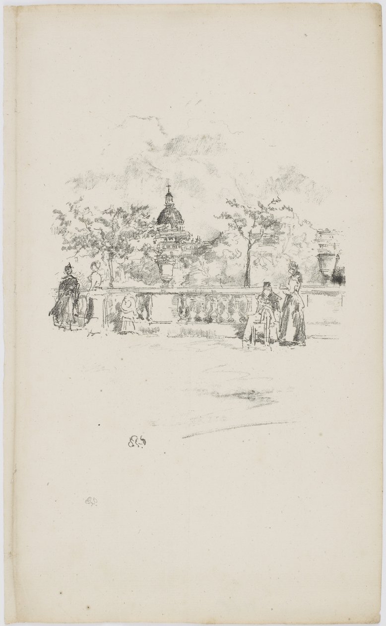 Pantheon, från terrassen i Luxembourgträdgården, 1893 (lito på papper) av James Abbott McNeill Whistler