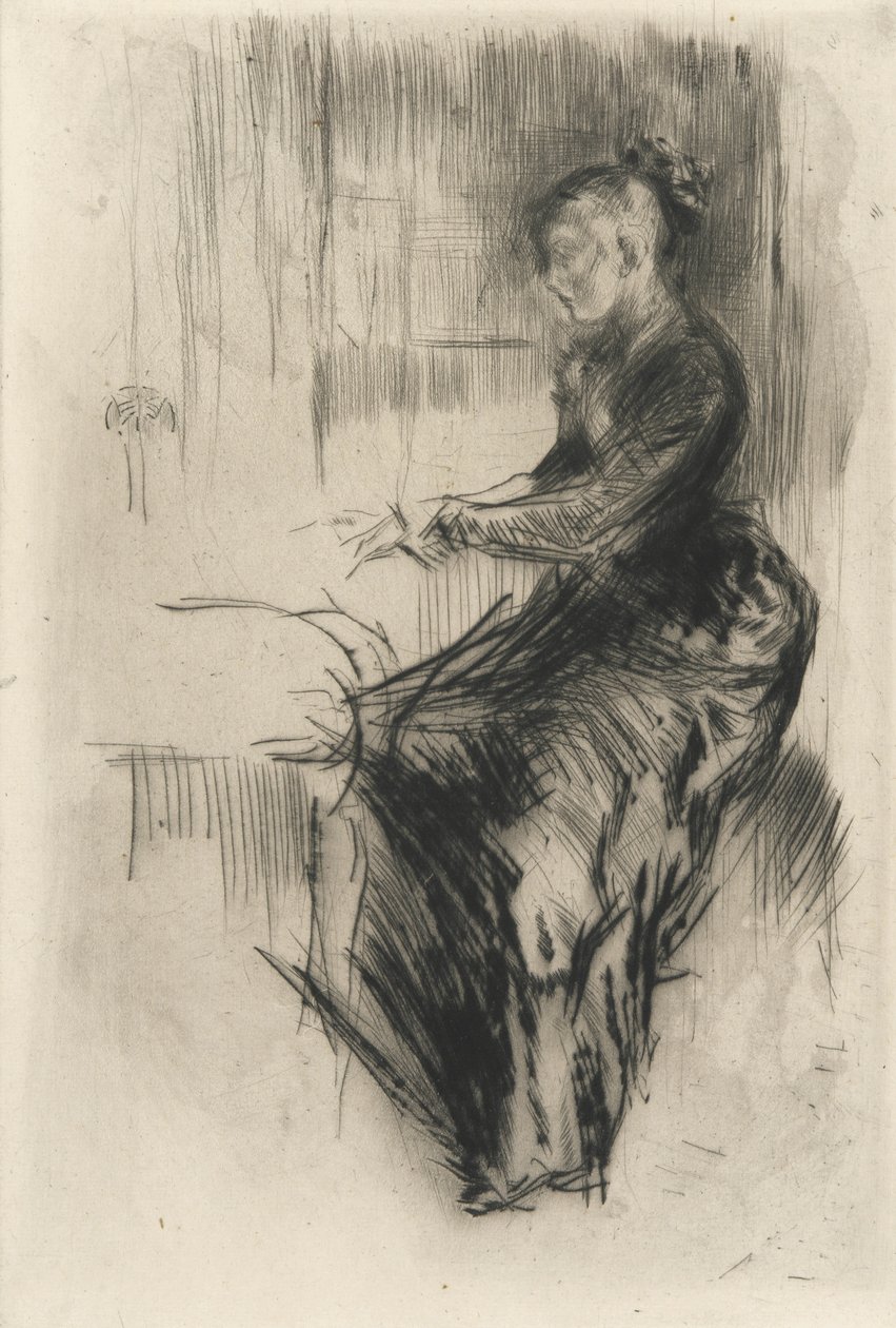 The Piano, ca 1875 (torrnål på papper) av James Abbott McNeill Whistler