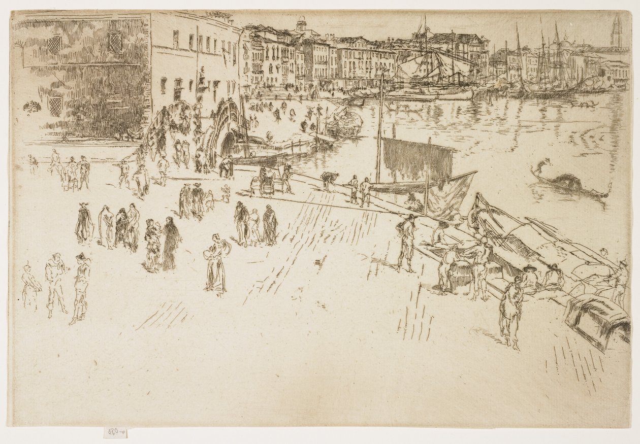 The Riva, nr 1 från The First Venice Set, 1879-1880 av James Abbott McNeill Whistler