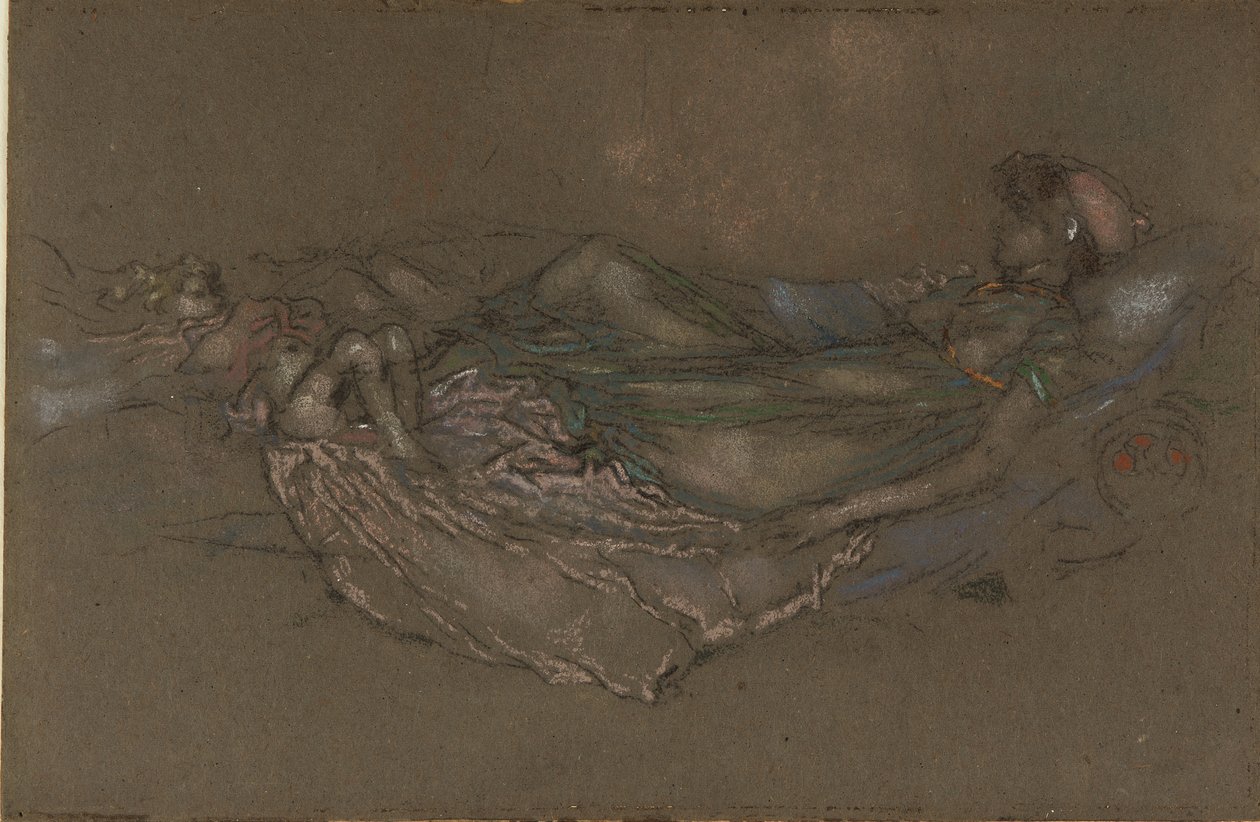 Skalet, ca 1891 (krita och pastell på grått papper) av James Abbott McNeill Whistler