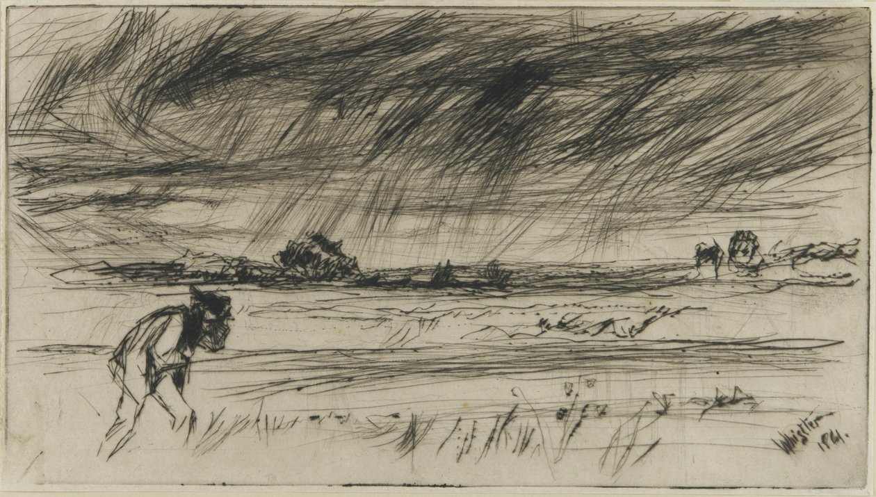Stormen, 1861 (torrnål på papper) av James Abbott McNeill Whistler