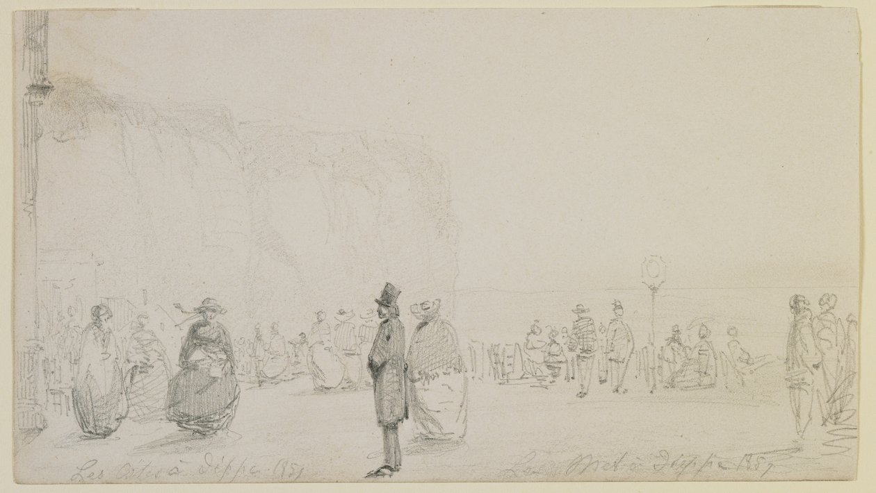 Kusten vid Dieppe, 1857 (blyerts på vitt papper) av James Abbott McNeill Whistler