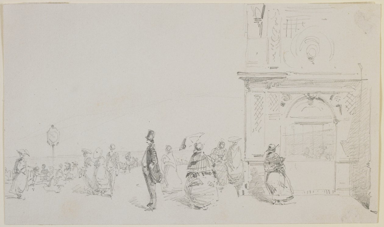 Esplanaden i Dieppe, 1857 (blyertspenna på naturvitt papper) av James Abbott McNeill Whistler
