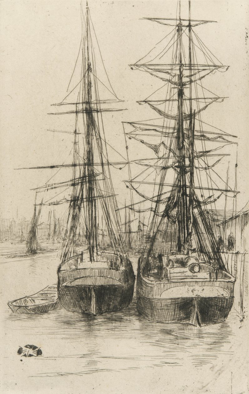 Två skepp, 1875 (etsning på papper) av James Abbott McNeill Whistler