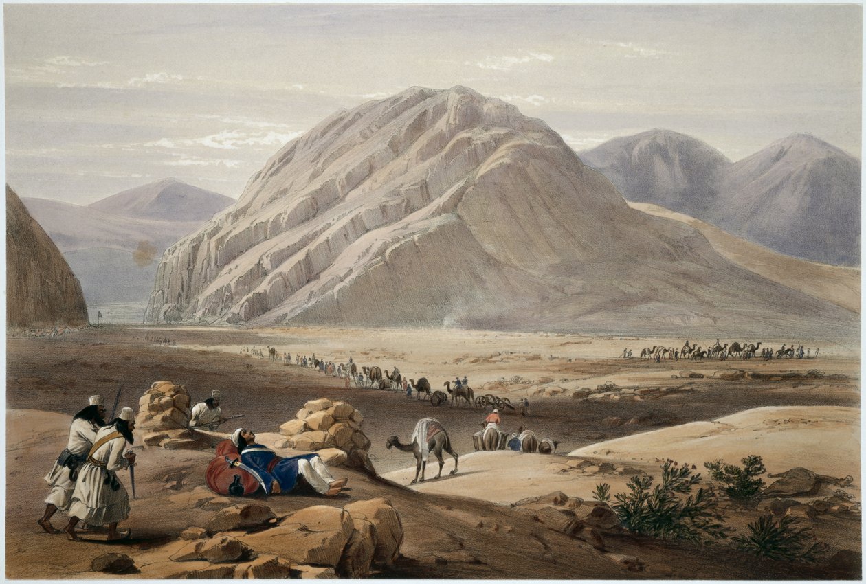 Vy över Baba-Naunee-berget, från "Sketches in Afghaunistan", graverat av Charles Haghe (1810-88) och Louis Haghe (1806-85), publicerat av Henry Graves, 1842. av James Atkinson
