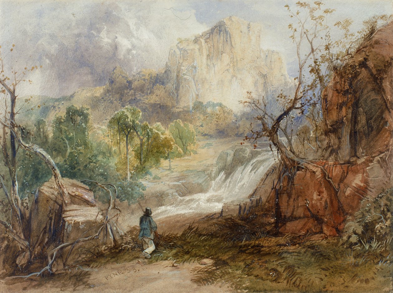 I Tyrolen (wc på vävt papper) av James Baker Pyne