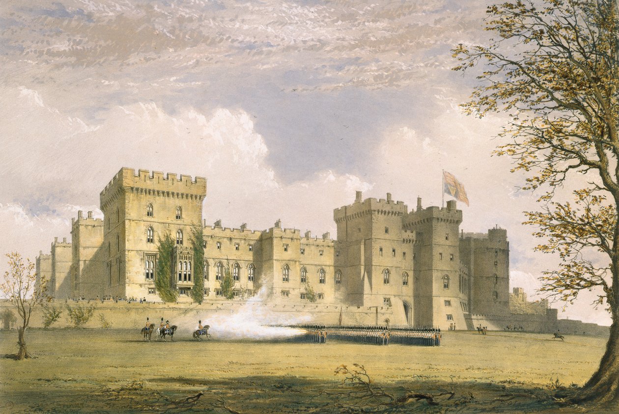 South East View of Windsor Castle, från "Windsor and its Surrounding Scenery", 1838 (chromolitho) av James Baker Pyne