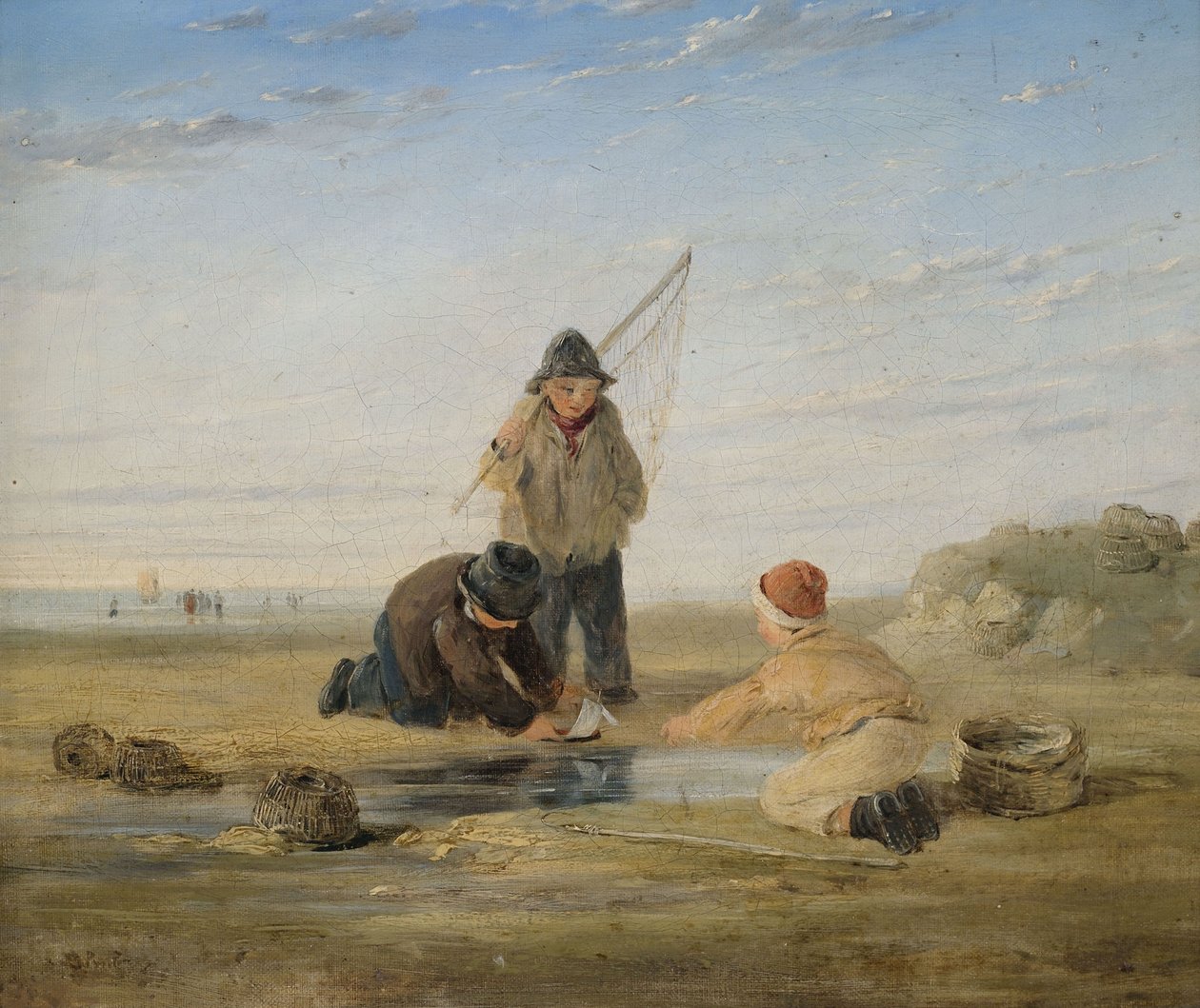 Spielende Kinder an der Küste av James Baker Pyne
