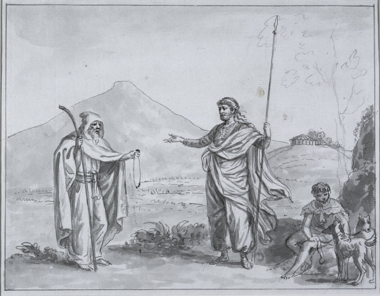 Bruce at the Source of the Blue Nile (grå tvätt över penna) av James Bruce