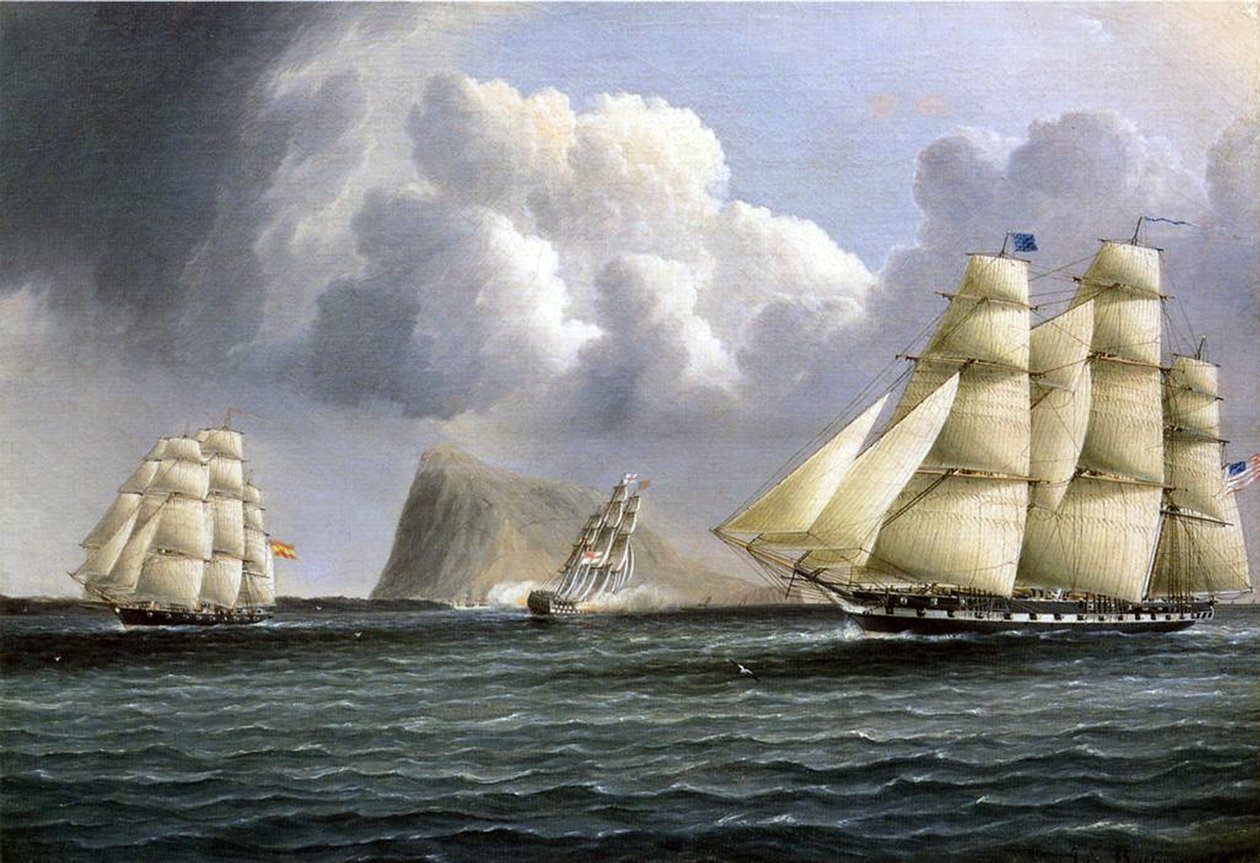 Amerikanska fregatter utanför Gibraltar av James E. Buttersworth
