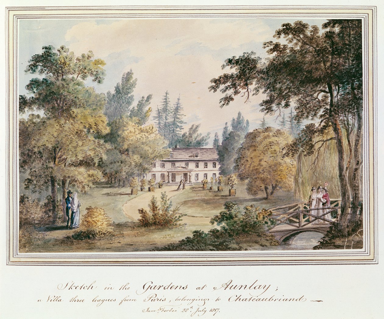 Skiss i trädgårdarna i Aulnay, 1817 av James Forbes