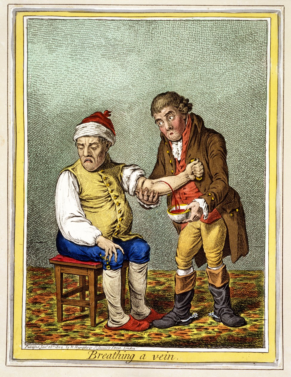 Breathing a Vein, pub. London den 28 januari 1804 av James Gillray