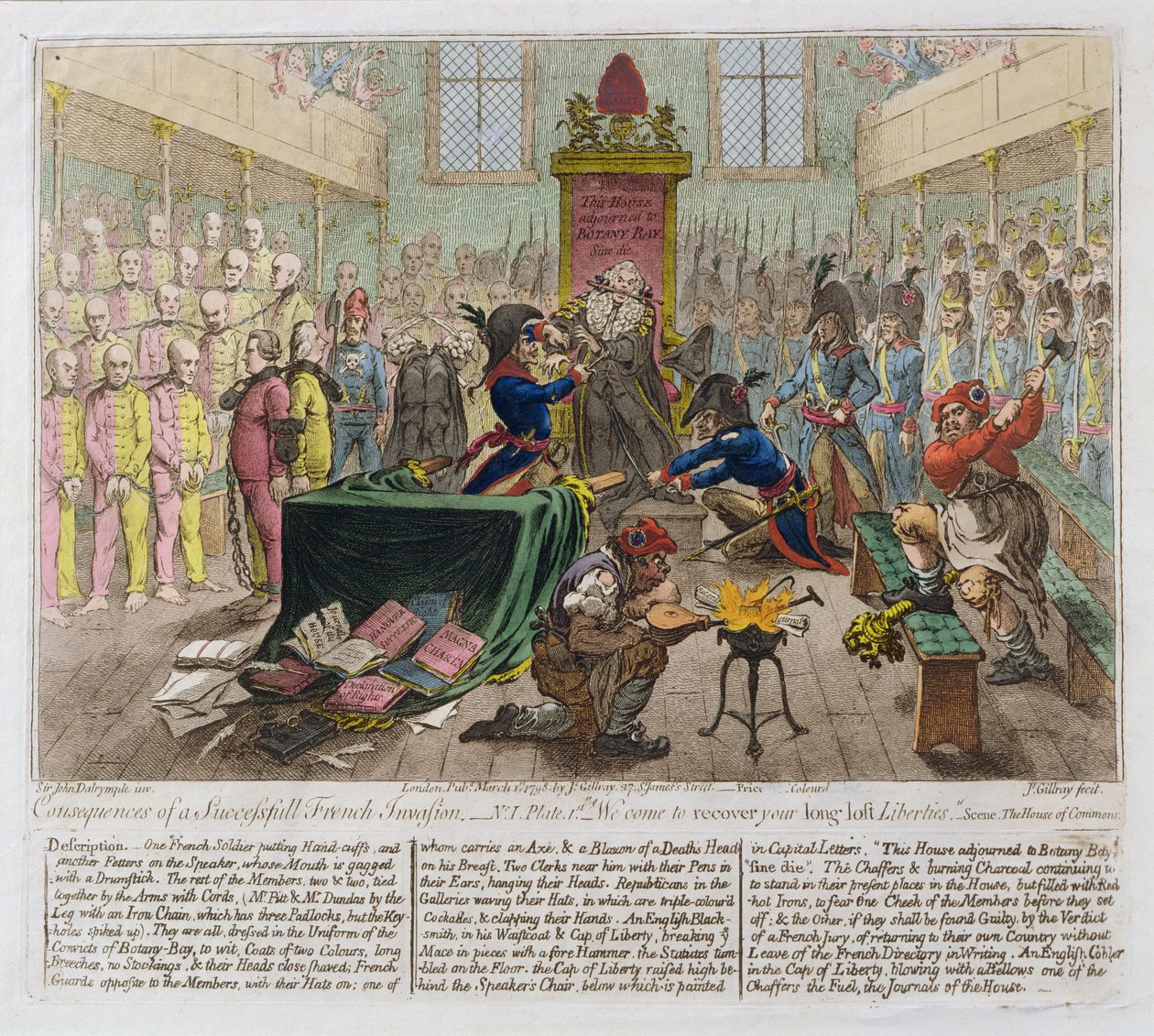 Konsekvenser av en framgångsrik fransk invasion, eller vi kommer för att återvinna dina länge förlorade friheter, 1798 (handfärgad etsning) av James Gillray