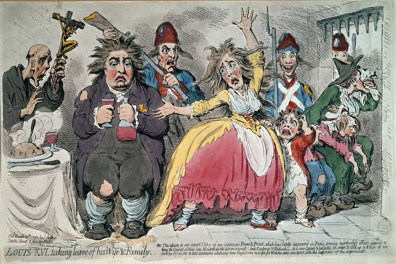 Ludvig XVI (1754-93) Tar avsked från sin fru och familj, 1793 av James Gillray