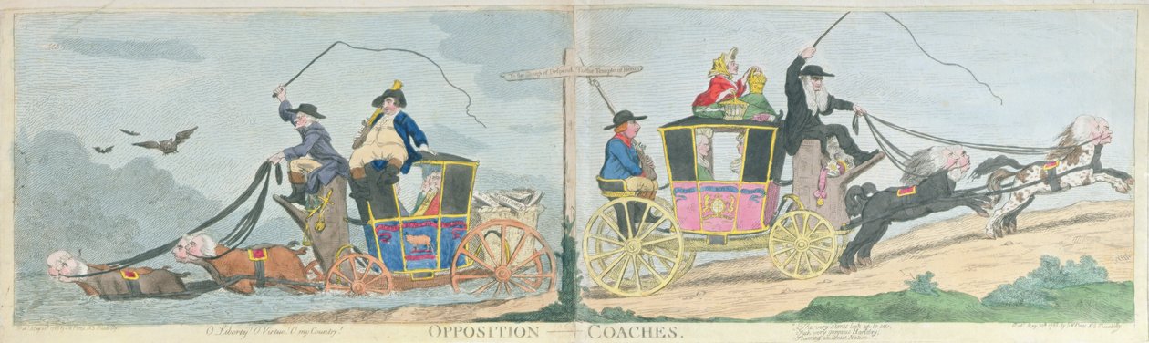 Oppositionstränare, utgiven av S.W. Fores 1788 (handfärgad etsning) av James Gillray