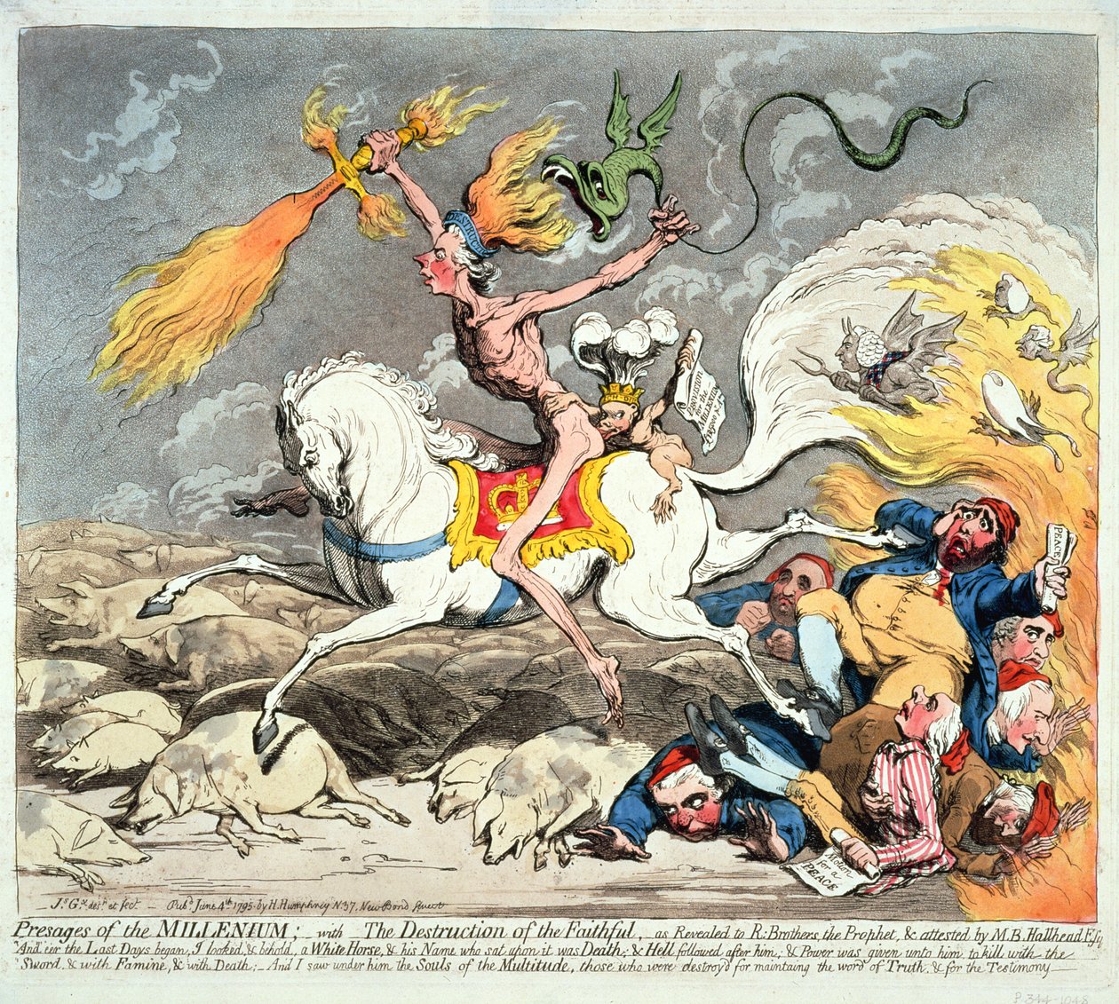 Presages of the Millennium, publicerad 1795 (handfärgad etsning) av James Gillray