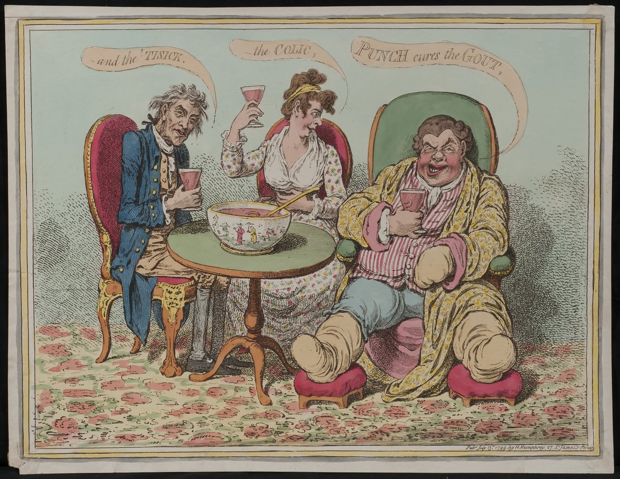 Punch botar gikt, kolik och tissjuka, 1799 av James Gillray