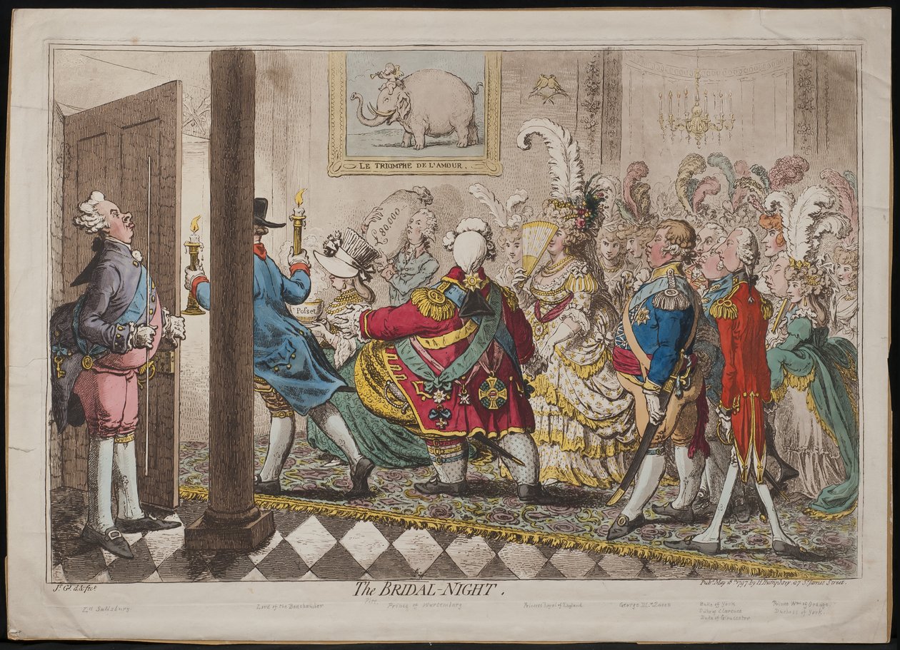 Bröllopsnatten, 1797 av James Gillray