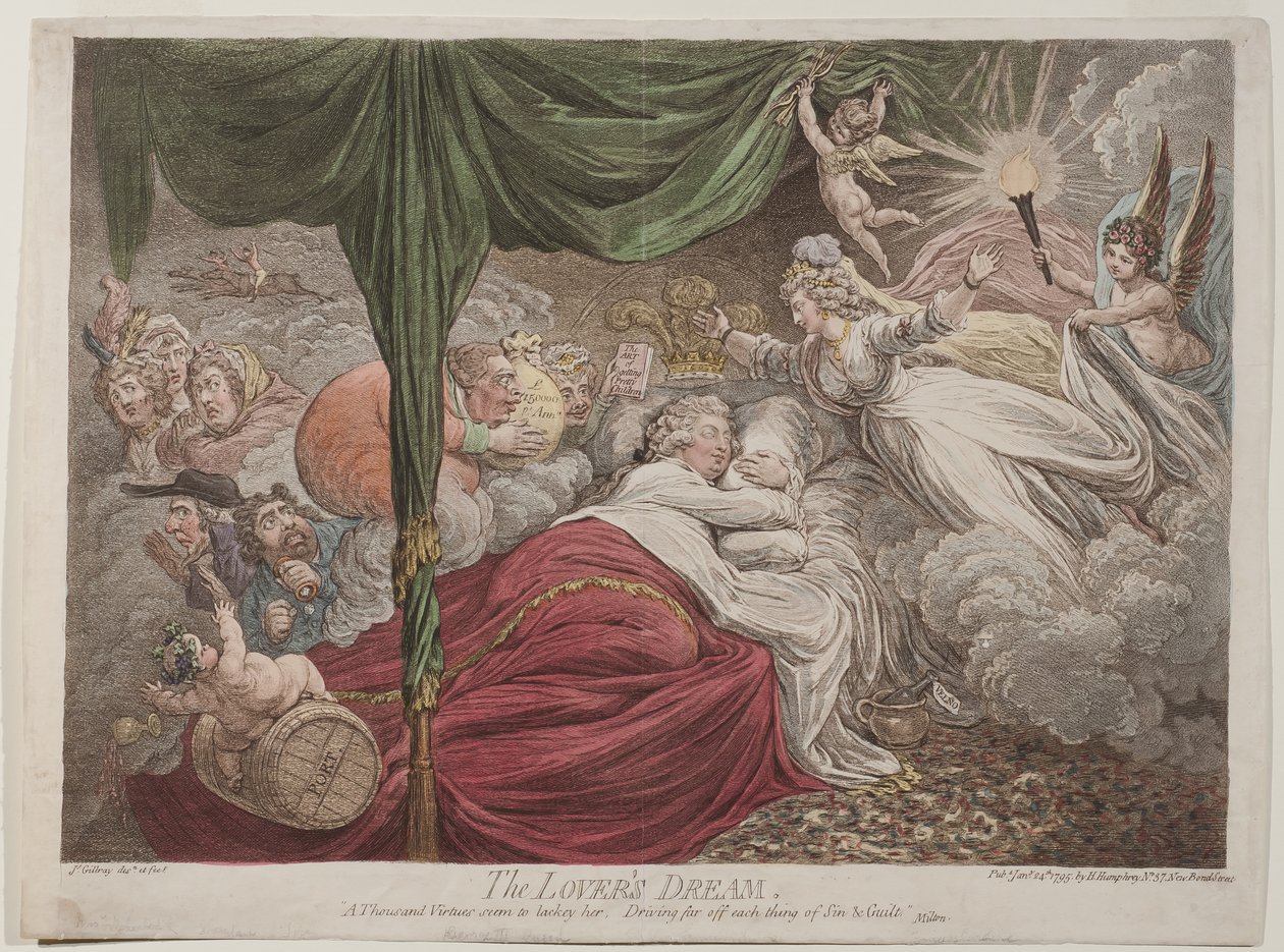 Älskarnas dröm, 1795 av James Gillray