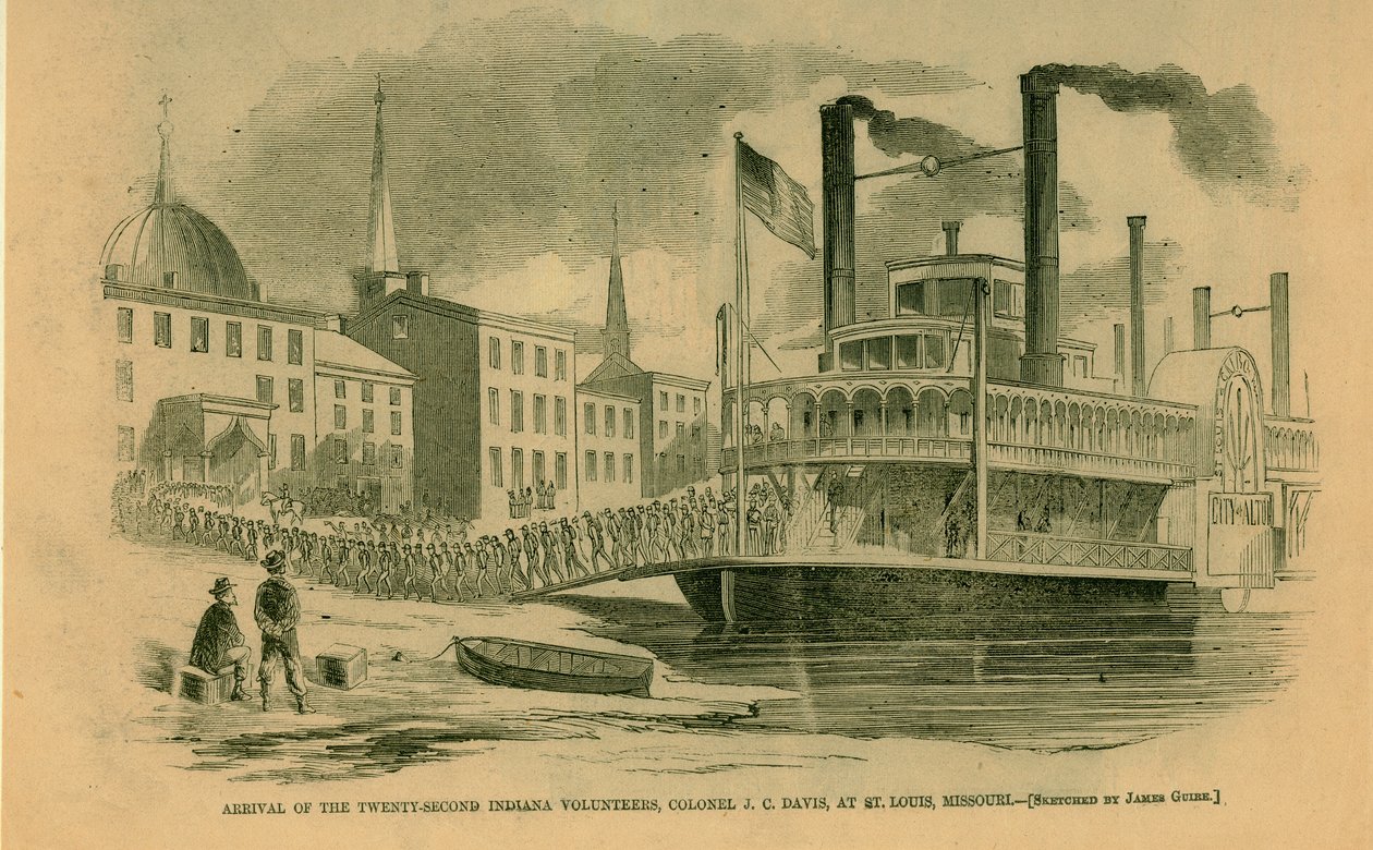Arrival of the Twenty-Second Indiana Volunteers, Colonel J.C. Davis, at St. Louis, Missouri. av James Guire