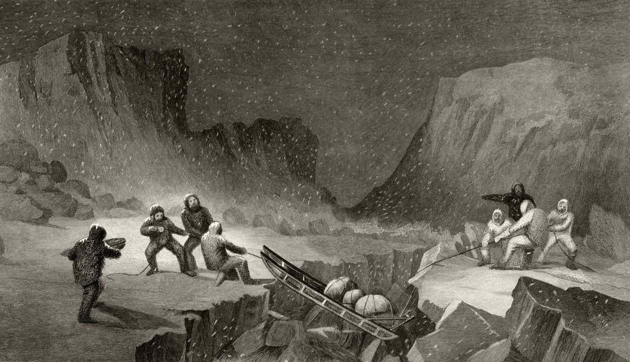 Crossing the Ice Belt at Coffee Gorge, graverad av R. Hinshlewood, från 