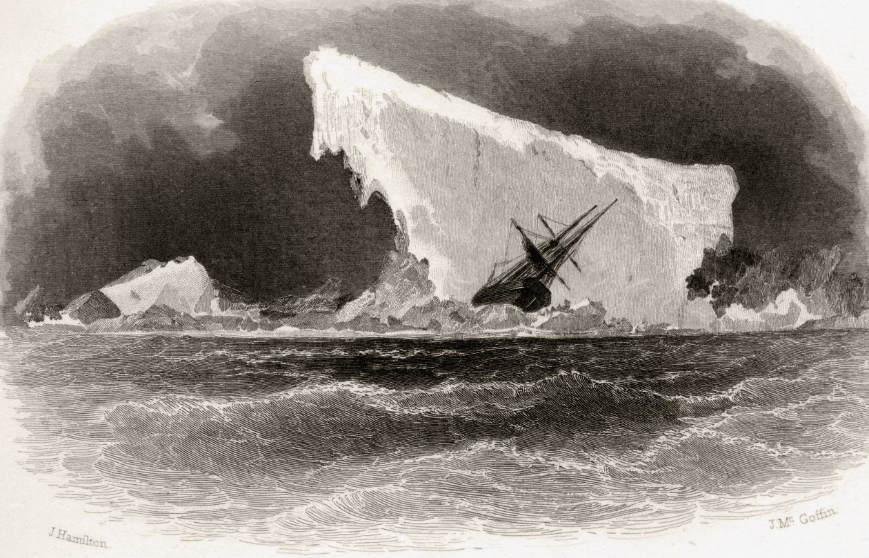 Ship Wrecked on Iceberg, graverad av J. McGoffin, titelillustration från 