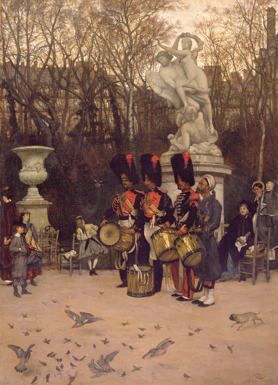Beating the Retreat in the Tuileries Gardens, 1867 (panel)swed av James Jacques Joseph Tissot