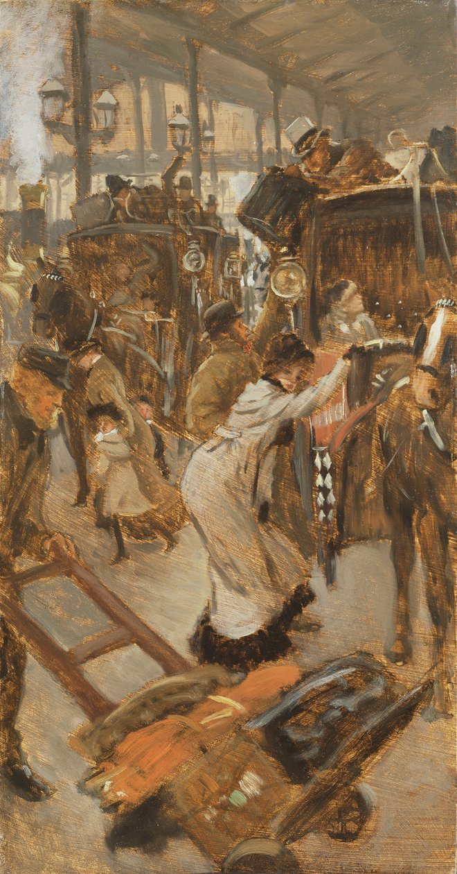 Avgångsplattform, Victoria station, ca 1881-82 av James Jacques Joseph Tissot