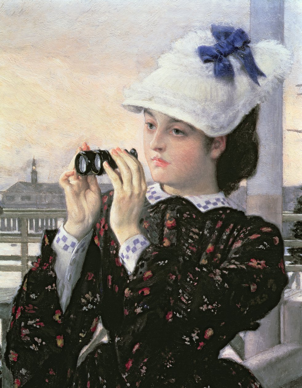 Kaptenens dotter, detalj av flickan med kikaren (detalj av 112524) av James Jacques Joseph Tissot