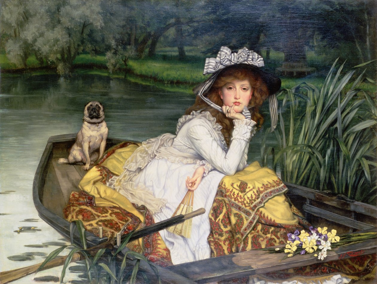 Ung kvinna i en båt, eller reflektioner, c.1870 av James Jacques Joseph Tissot