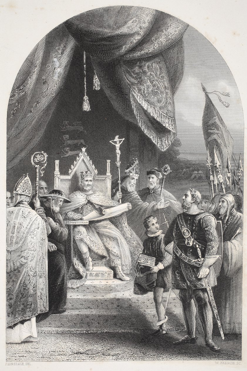 King John sigill Magna Carta, graverad av W. French av James Lonsdale