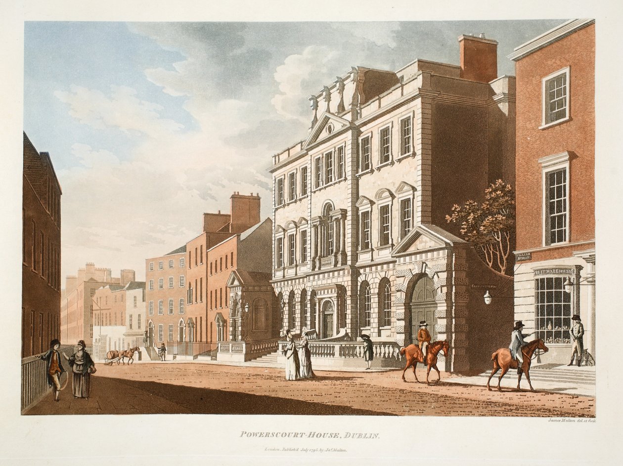 Powerscourt-House, Dublin, 1795 (handfärgad gravyr) av James Malton