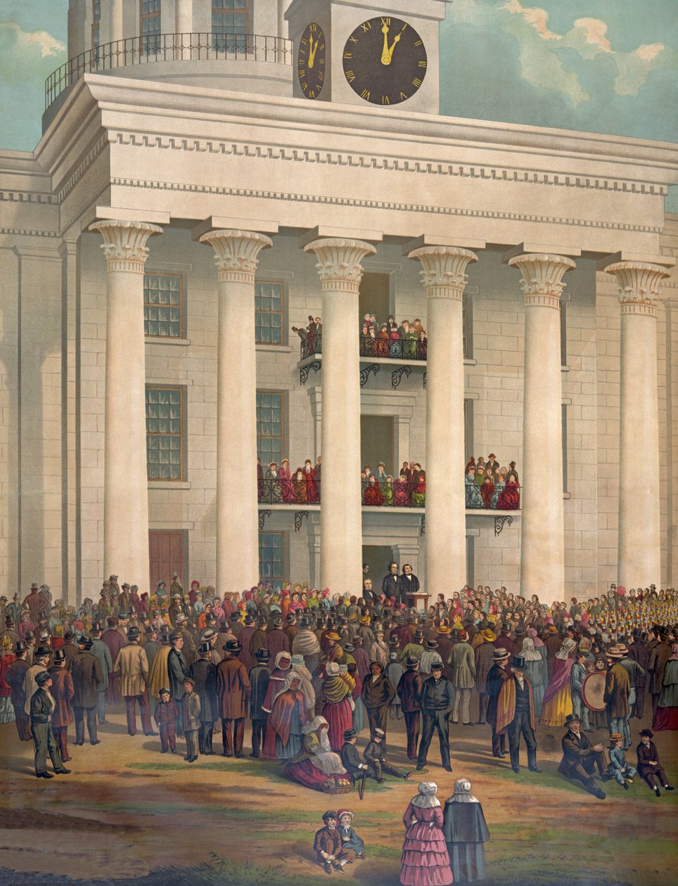Startpunkten för det stora kriget mellan staterna, invigning av Jefferson Davis, Montgomery, Alabama, 18 februari 1861, pub. 1878 av James Massalon