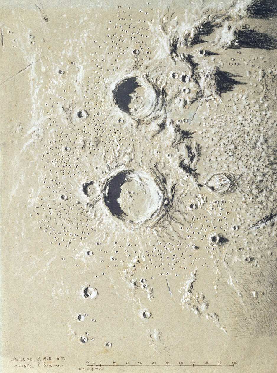 Aristoteles och Eudoxus (bw krita på grått papper) av James Hall Nasmyth
