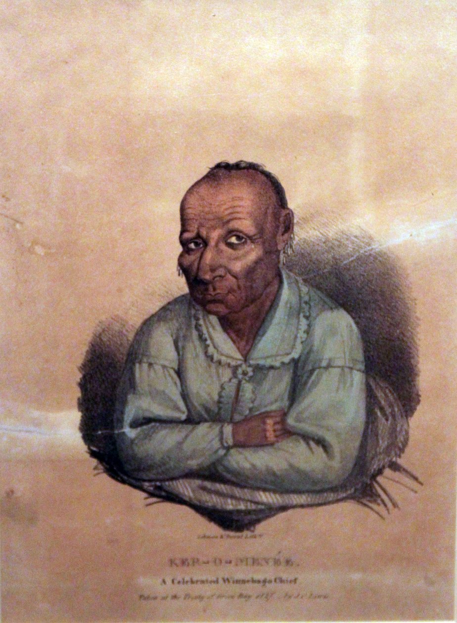 Ker-o-menée, en berömd Winnebago-chef, 1827 av James Otto Lewis