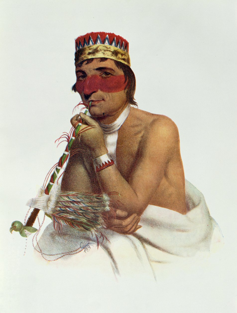 Wa-Em-Boesh-Kaa, en Chippeway-chef från Sandy Lake, 1826, illustration från "The Indian Tribes of North America, Vol.1", av Thomas L. McKenney och James Hall, pub. av John Grant av James Otto Lewis
