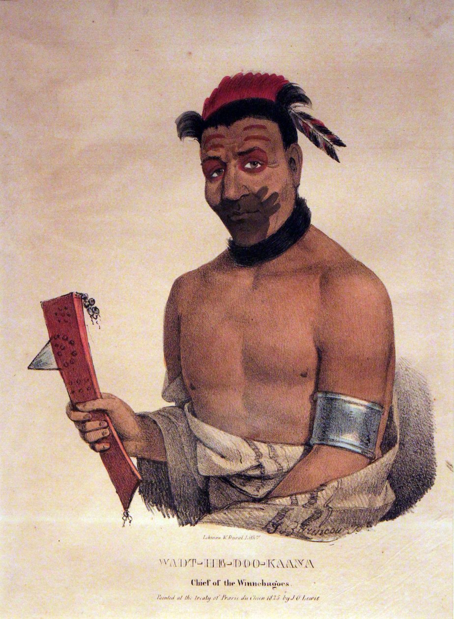 Wadt-He-Doo-Kaana, chef för Winnebago, 1825 av James Otto Lewis