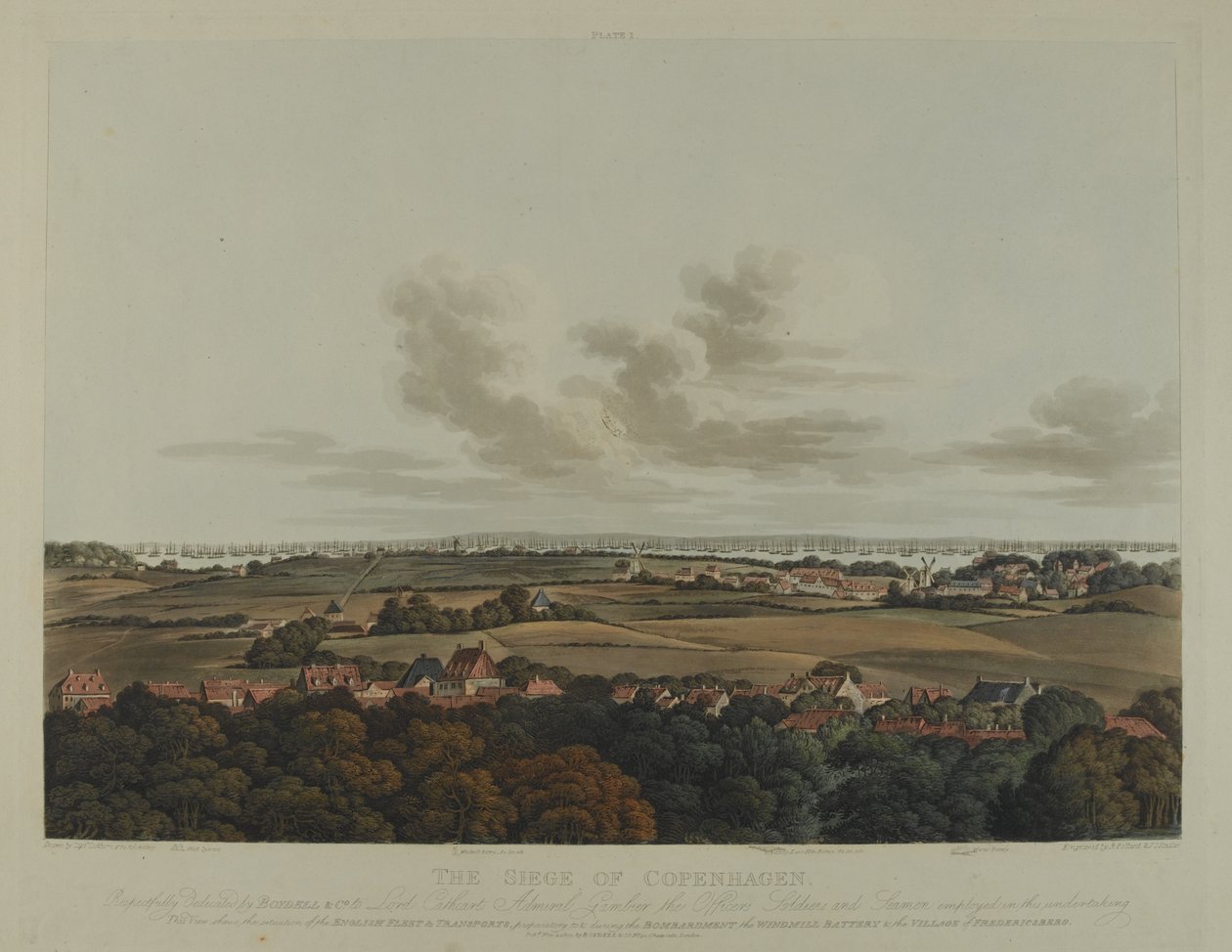 Danmark 1807: Belägringen av Köpenhamn, graverad av Robert Pollard (1792-1867) och Joseph Constantine Stadler (1780-1812), publicerad 1807 (akvatint). av James Pattison Cockburn