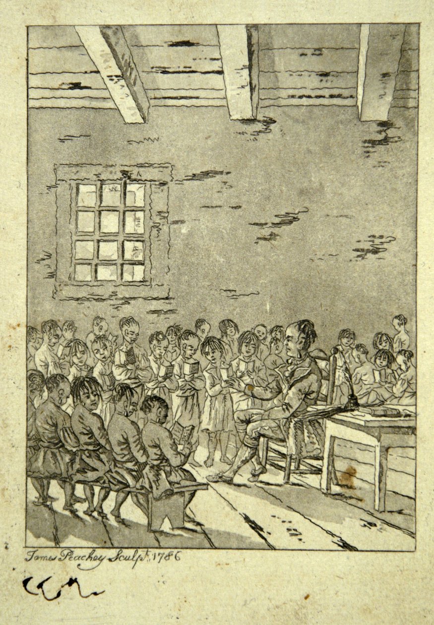 Klassrum i en indiansk skola, 1786 av James Peachey
