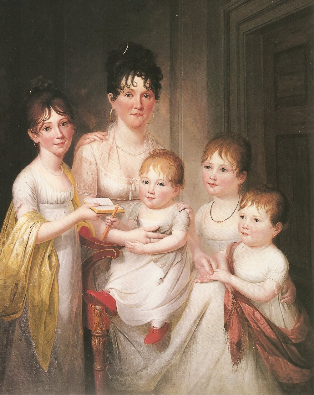 Madame Dubocq and her children  av James the Elder Peale