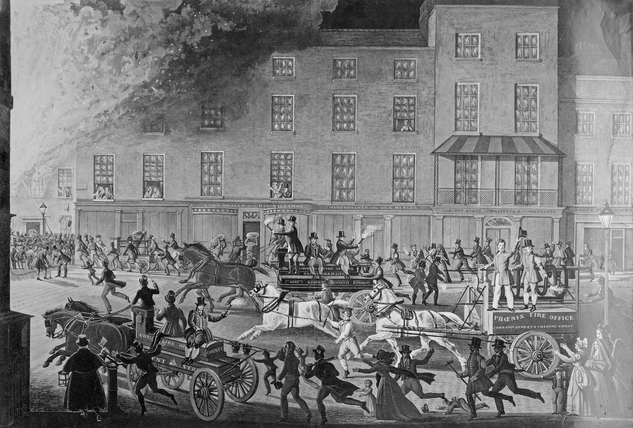 London Fire Engines, the Noble Protectors of Life and Property, graverad av R.G. Reeve, pub. av Thomas McLean, ca 1830 av James Pollard