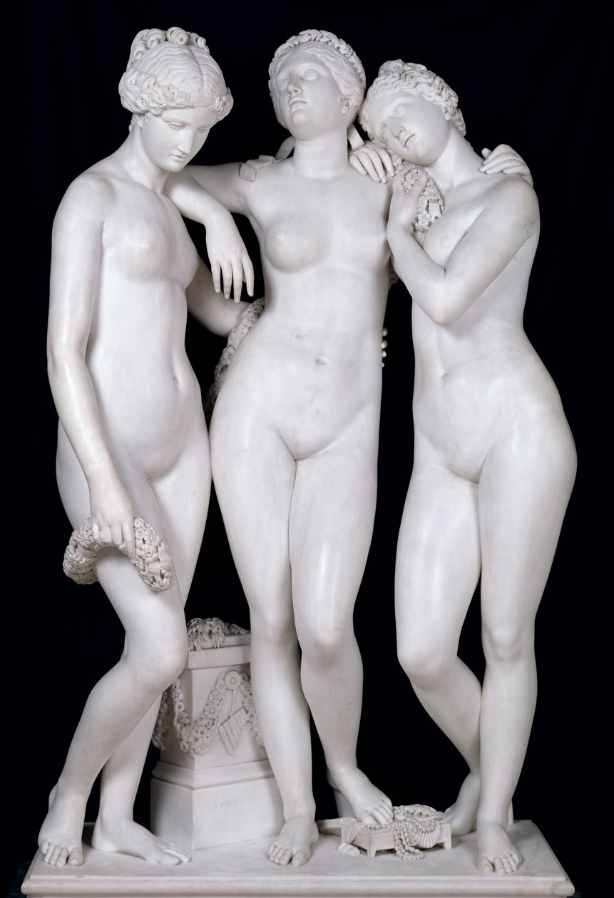 The Three Graces, 1831 (marmor) (se för detaljer 164658, 164659) av James Pradier