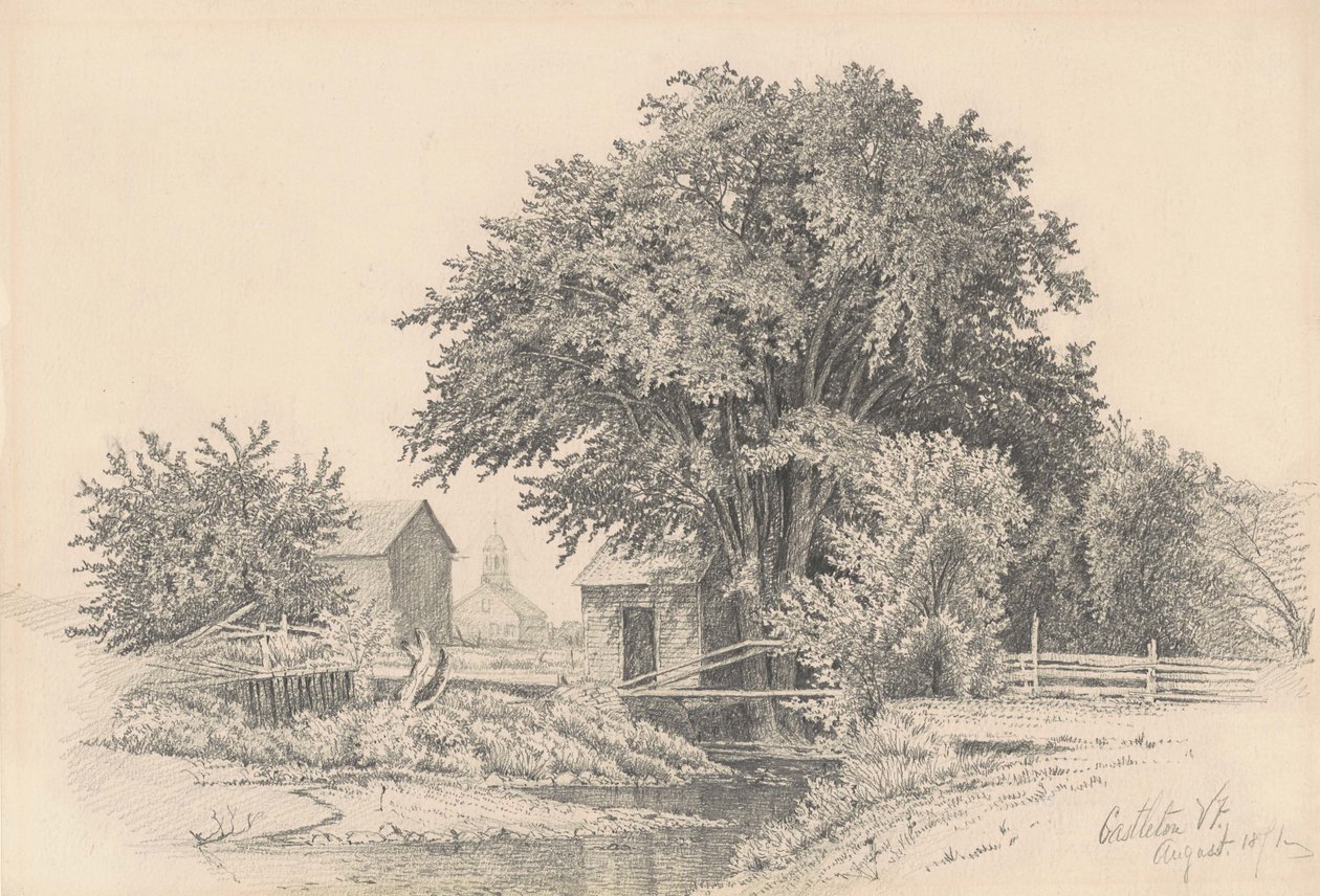 Castleton, Vermont, 1871 (grafit på vävt papper) av James Renwick Brevoort