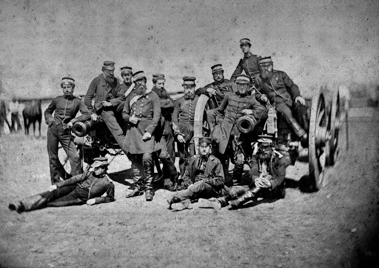 Nio-pundiga kanoner från det kungliga artilleriet vid 3:e divisionen, 1855-56 av James Robertson