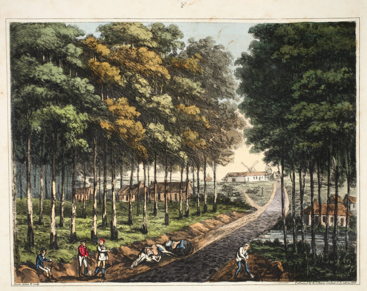 Kjol av Soigneskogen med en avlägsen utsikt över byn Mont St Jean av James Rouse