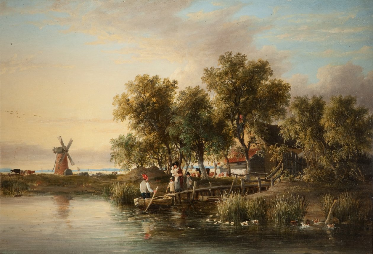 Solbelyst landskap vid Norfolkfloden av James Stark