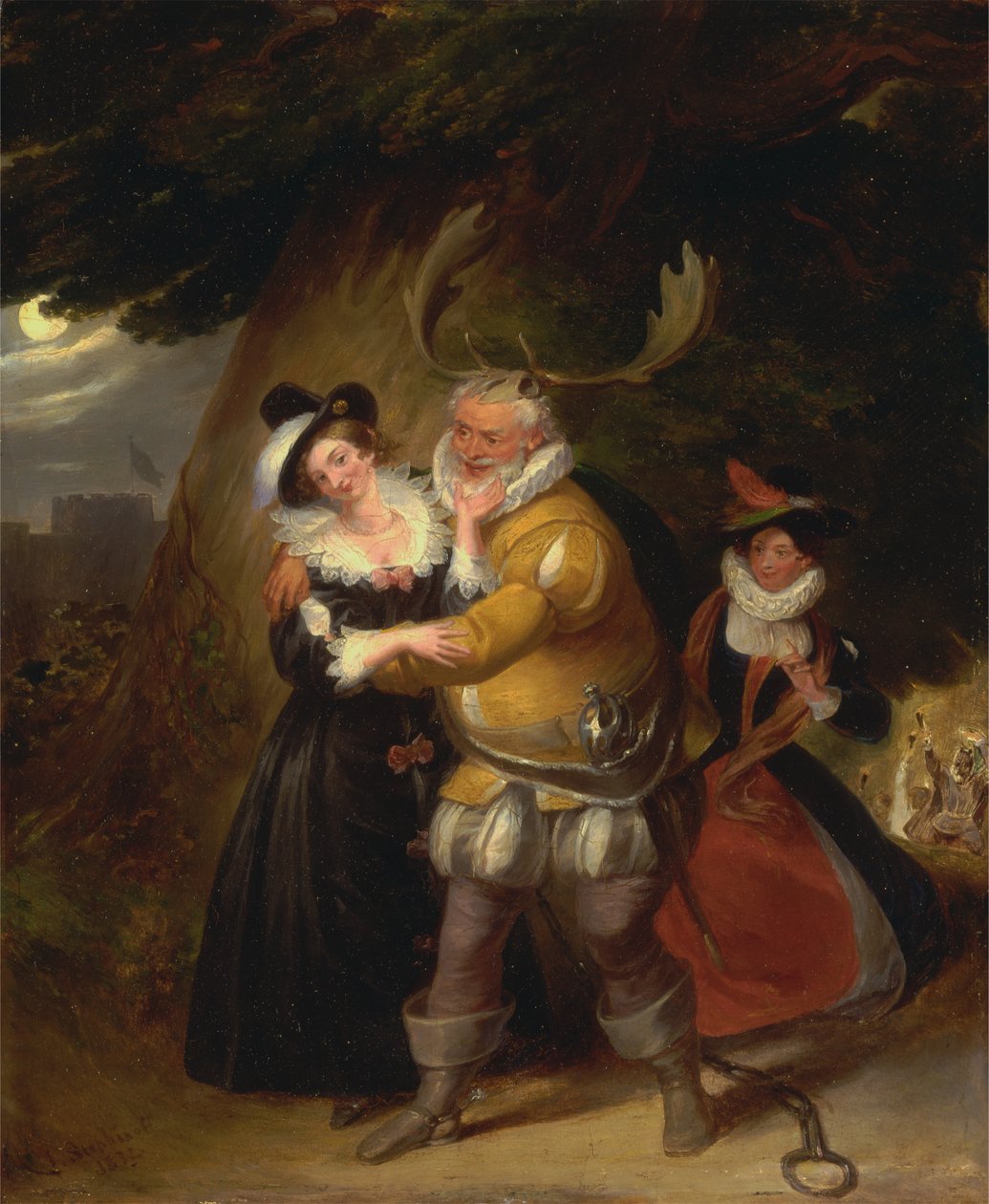 Falstaff på Hernes Oak, från The Merry Wives of Windsor, Act V, Scene v av James Stephanoff