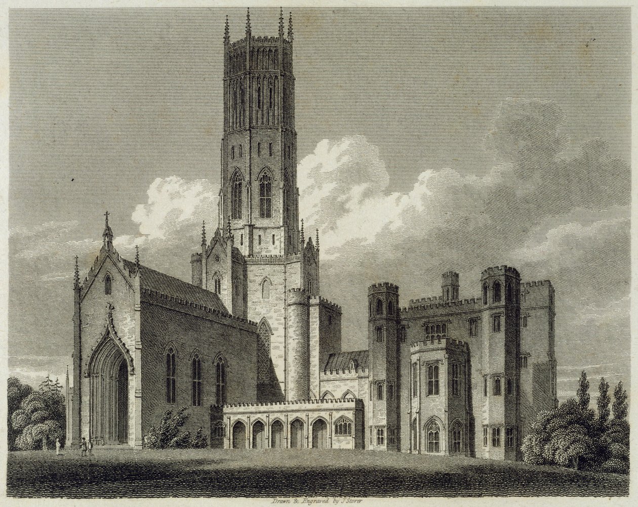 Sydostvy över Fonthill Abbey, 1812 av James Storer