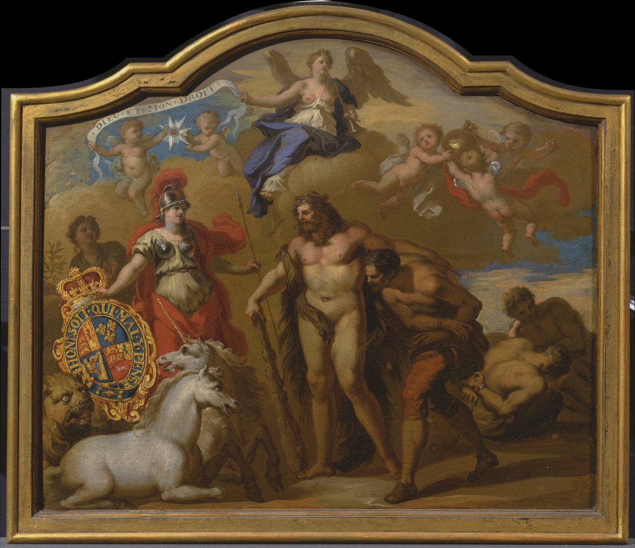 Allegory of the Power of Great Britain by Land, design för en dekorativ panel för George Is ceremoni ... av James Thornhill